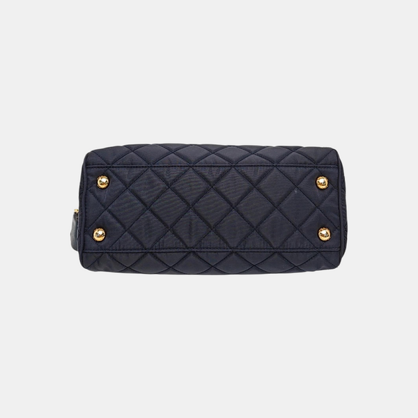 Quilted Nylon Shoulder Bag Blue