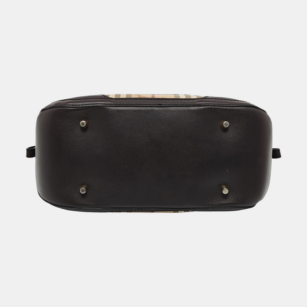 Coated Canvas Top Handle Bag Small Beige