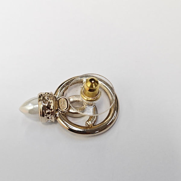 CC Logo Metal Gold Stud Earrings