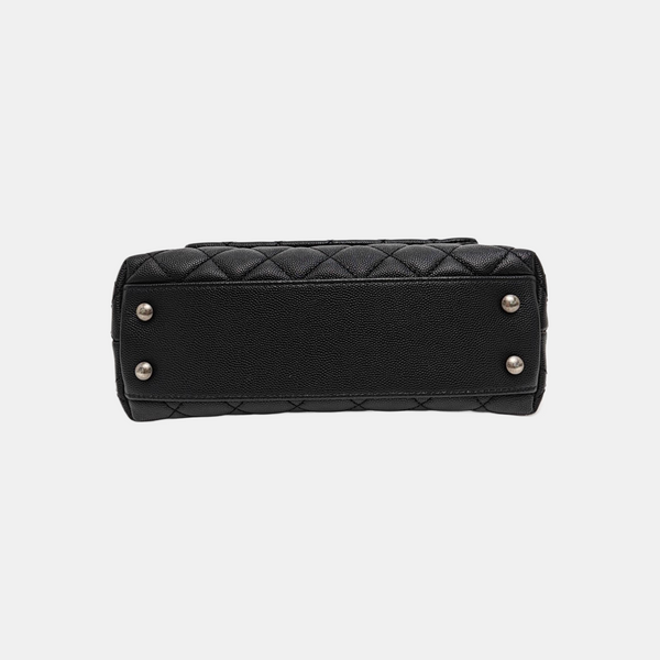 COCO HANDLE Small Quilted Grained Calfskin Black