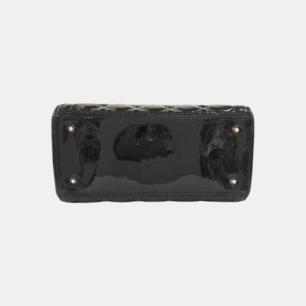 Lady Dior Medium Cannage Patent Leather Black