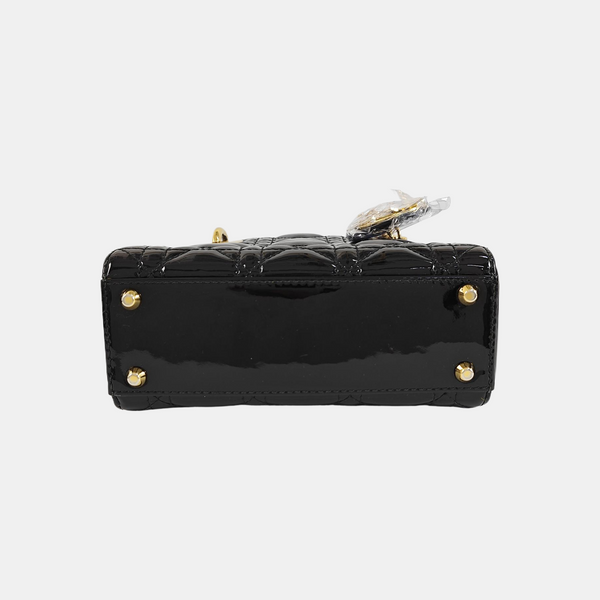 Lady Dior Mini Cannage Patent Leather Black