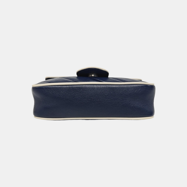 GG Marmont Super Mini Quilted Calfskin Blue