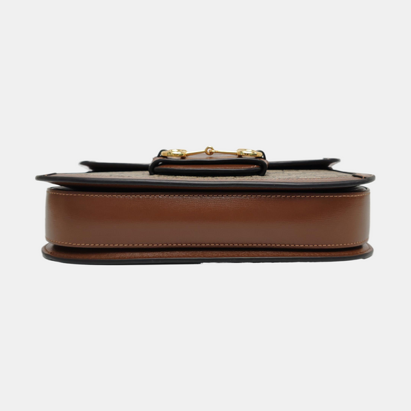 Horsebit 1955 Medium Monogram Coated Canvas Beige