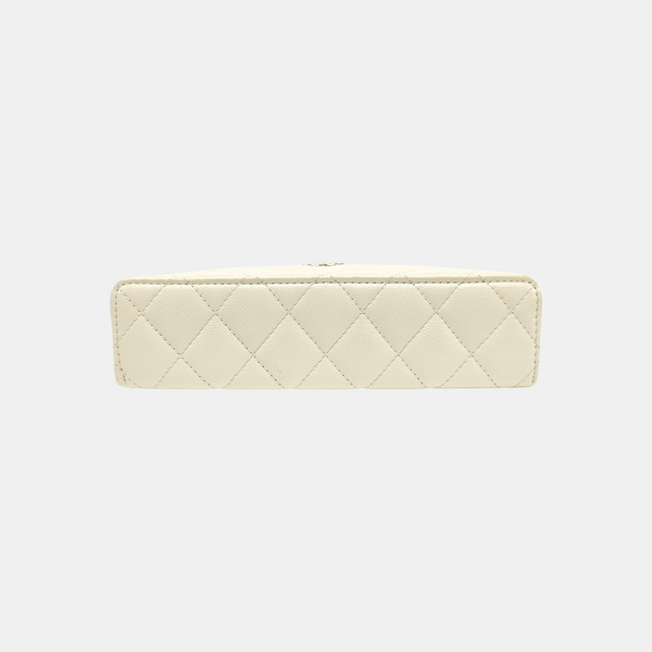 Quilted Grained Calfskin Shoulder Bag Yellow