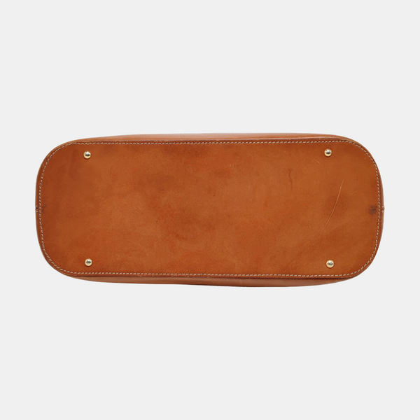 Coated Canvas Top Handle Bag Brown