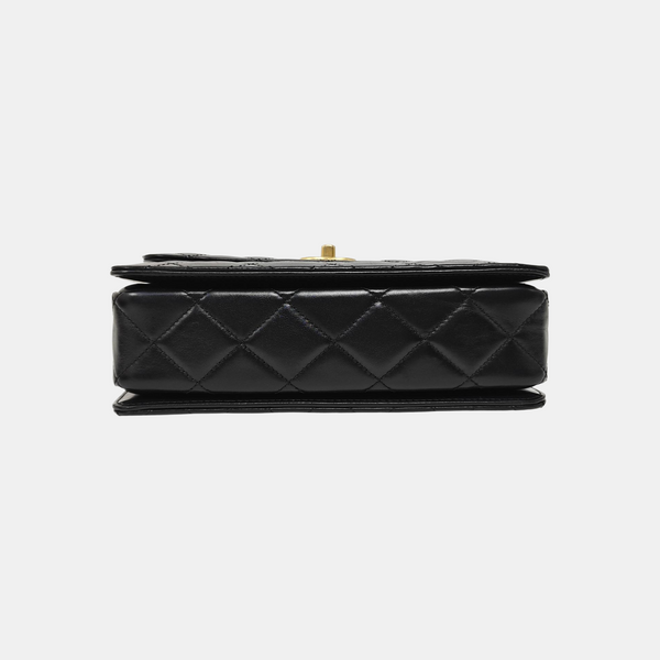 Quilted Calfskin Shoulder Bag Small Black