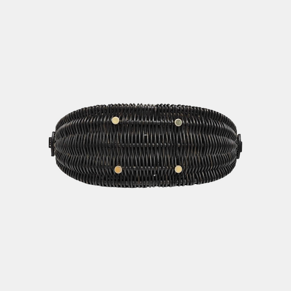 Straw Top Handle Bag Black