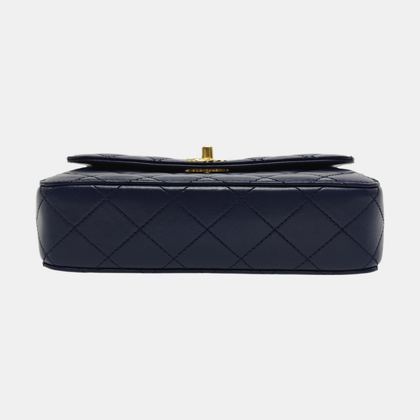 Quilted Calfskin Small Blue
