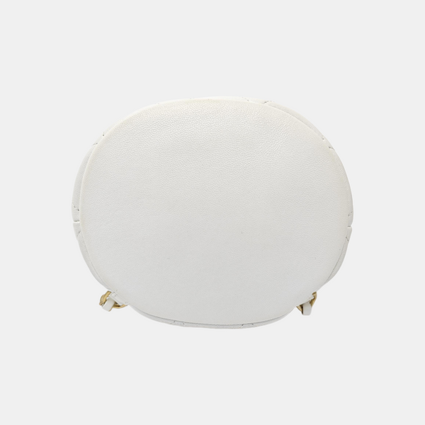 Quilted Lambskin Bucket Bag White