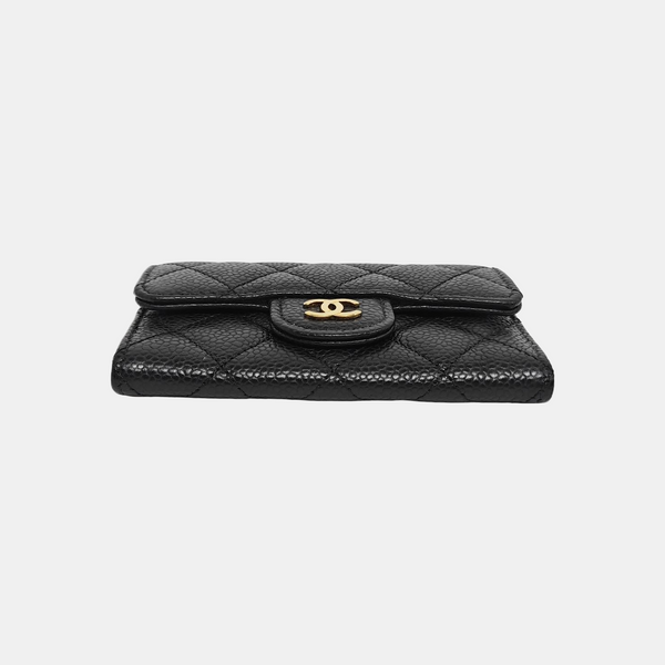 CLASSIC FLAP Quilted Grained Calfskin Black Card Holder