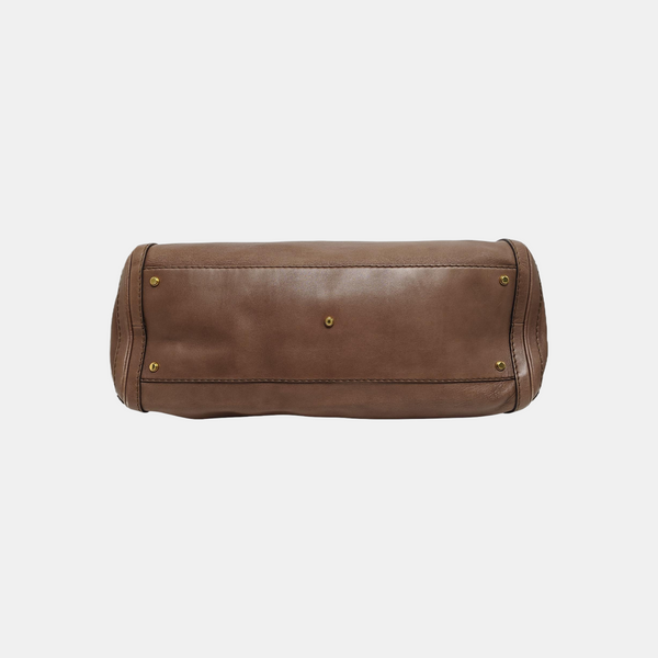 Calfskin Top Handle Bag Brown