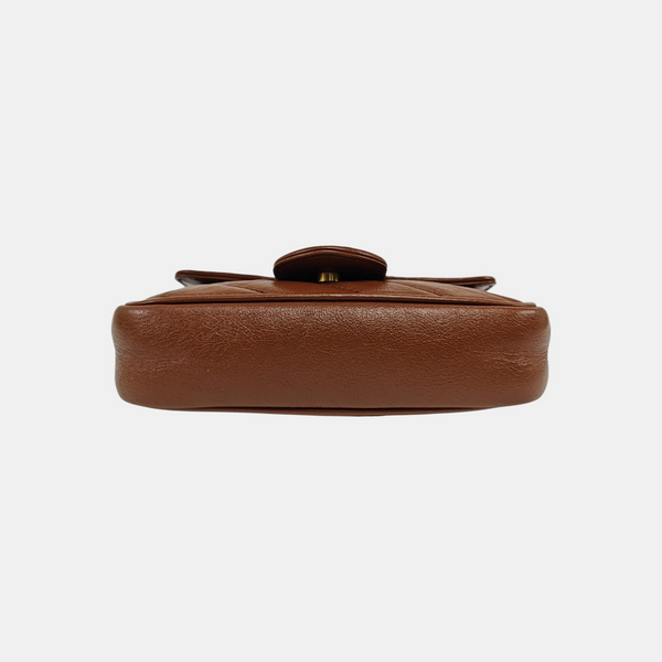 GG Marmont Mini Quilted Calfskin Brown