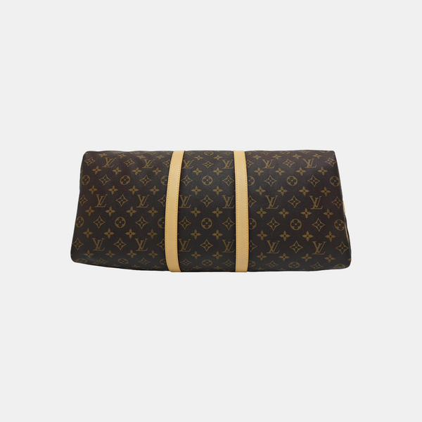 KEEPALL 50 Monogram Coated Canvas Brown