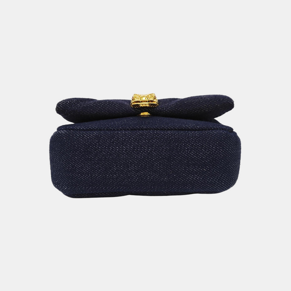 SERPENTI CABOCHON Mini Quilted Denim Blue