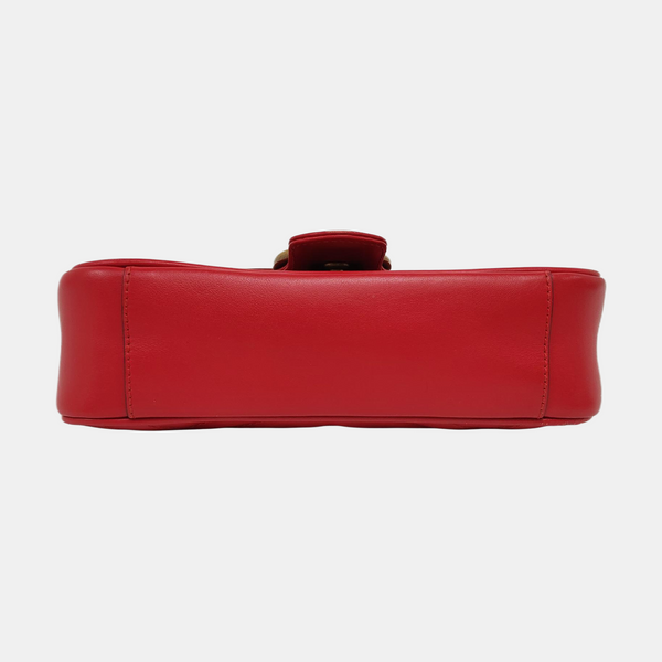 Authenticated pre-owned GG Marmont Small Quilted Calfskin Red - Crossbody Bag at Looply