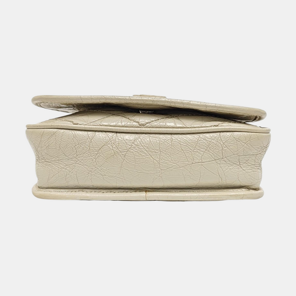 NIKI Mini Chevron, Piel de becerro acolchada Blanca