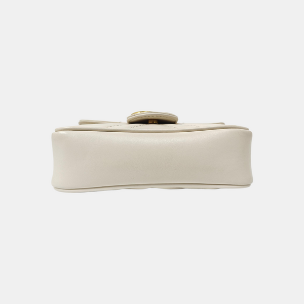 GG Marmont Mini Quilted Calfskin White