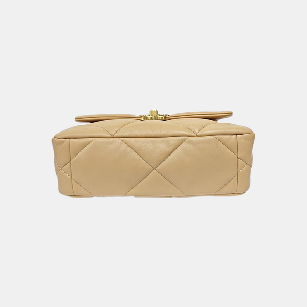 CHANEL 19 Small Quilted Lambskin Beige