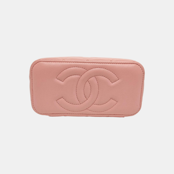VANITY CASE Small Quilted Lambskin Pink