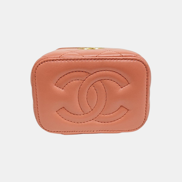 VANITY CASE Mini Quilted Lambskin Pink