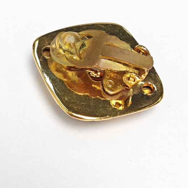 Vintage Metal Gold Clip On Earrings