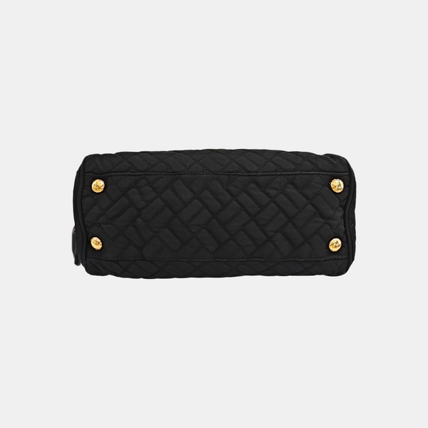 Quilted Nylon Shoulder Bag Black