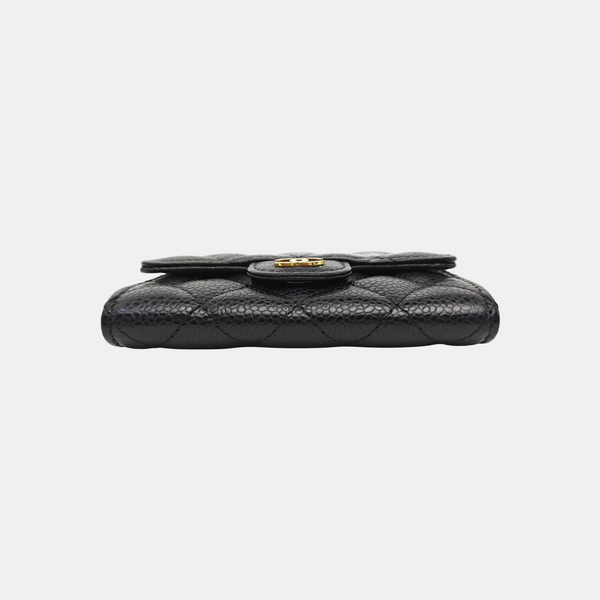 CLASSIC FLAP Quilted Grained Calfskin Black Card Holder