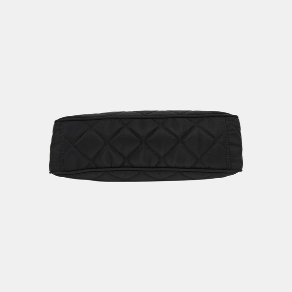 Quilted Nylon Shoulder Bag Black