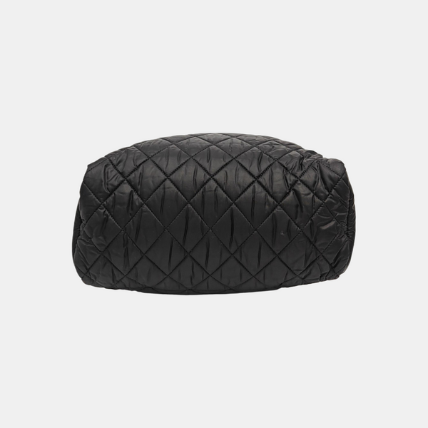 Quilted Fabric Backpack Black