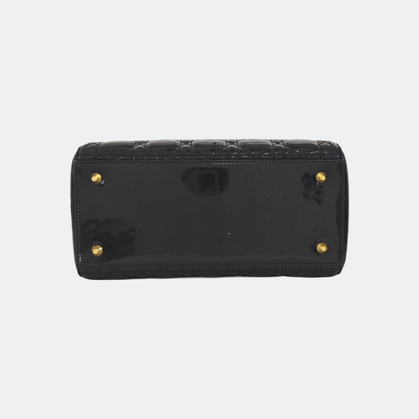 Lady Dior Medium Cannage Patent Leather Black