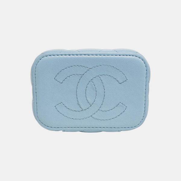VANITY CASE Small Quilted Lambskin Blue