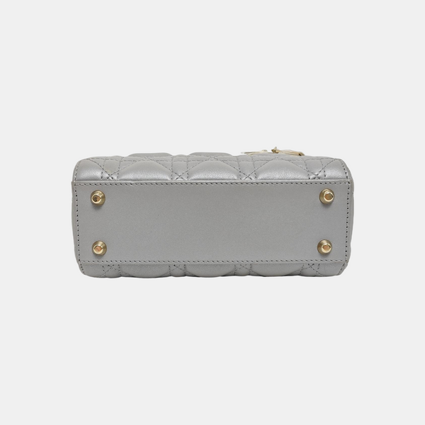 Lady Dior Mini Cannage Lambskin Gray