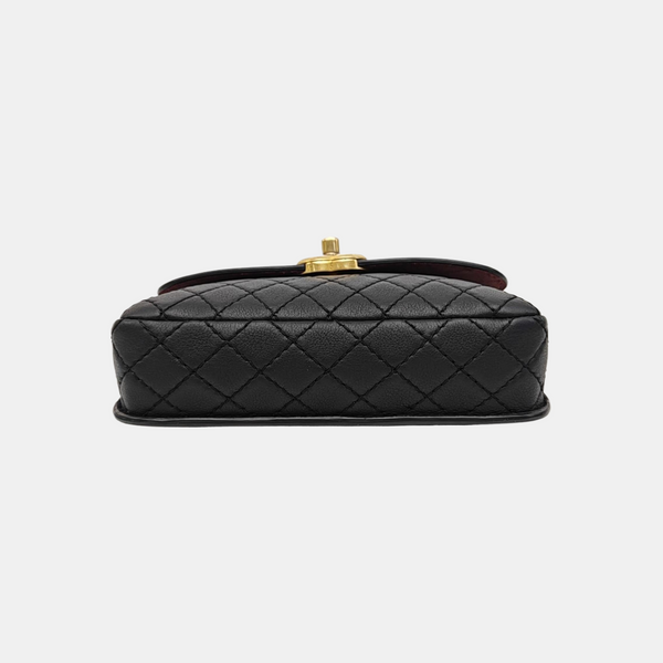 Quilted Leather Belt Bag Black