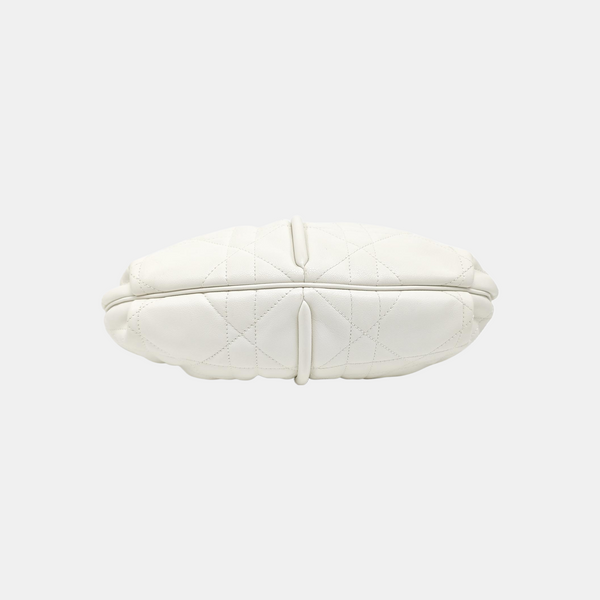 Cannage Calfskin Shoulder Bag White