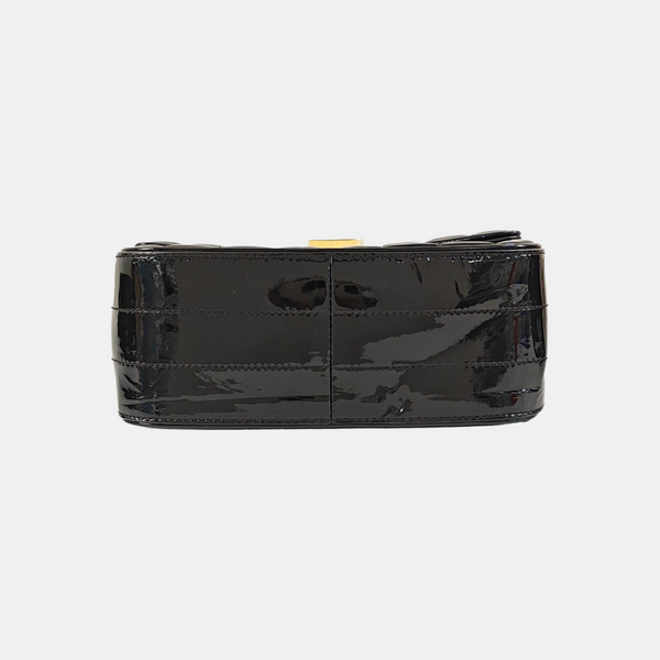 Quilted Patent Leather Shoulder Bag Black