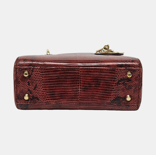 Lady Dior Mini Lizard Red