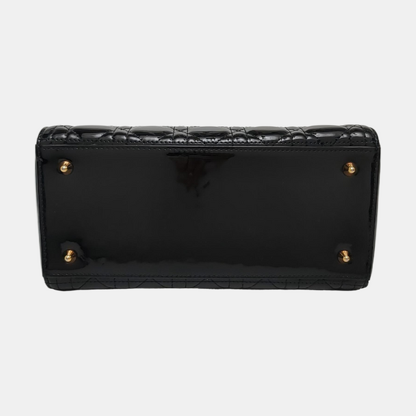 Lady Dior Medium Cannage Patent Leather Black