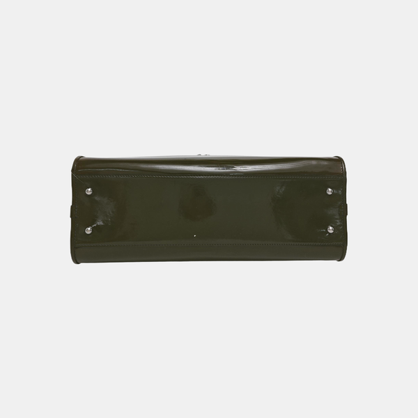 Patent Leather Top Handle Bag Green