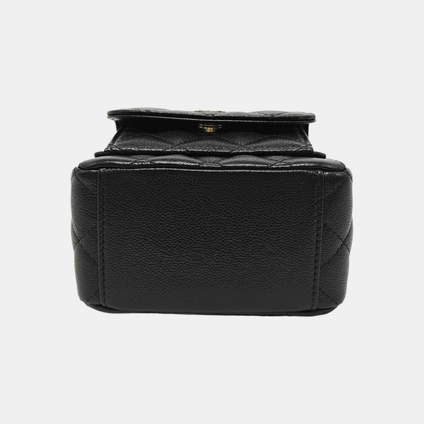 Quilted Grained Calfskin Backpack Mini Black