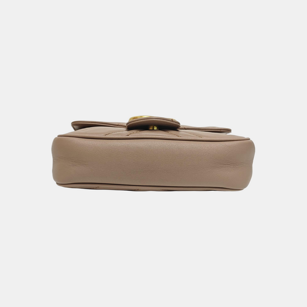 GG Marmont Mini Quilted Calfskin Beige