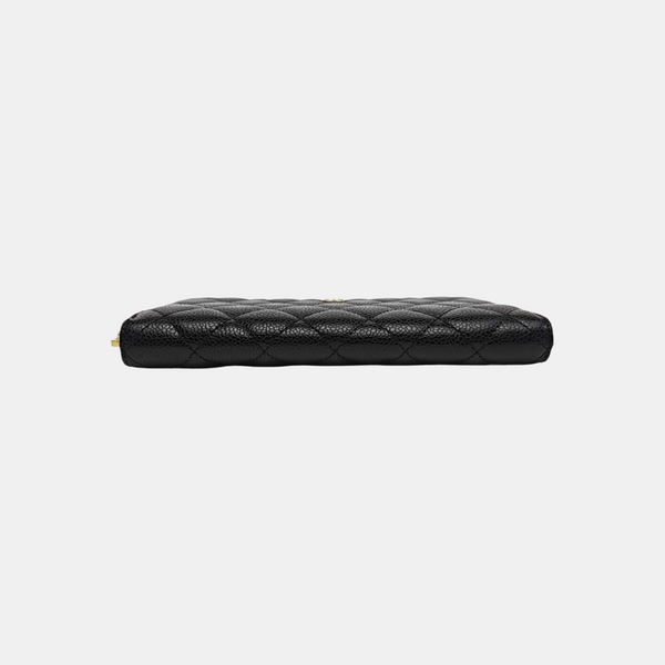 Quilted Grained Calfskin Wallet Black