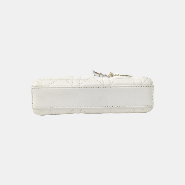 Lady D-Joy Super Mini Cannage Lambskin White