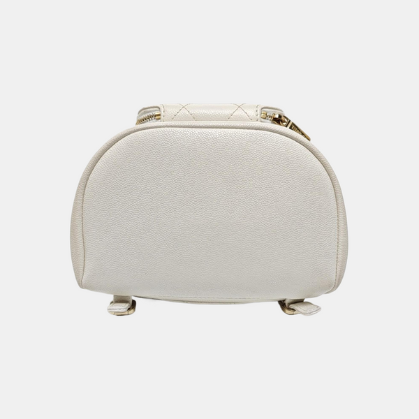 BUSINESS AFFINITY Small Quilted Grained Calfskin White