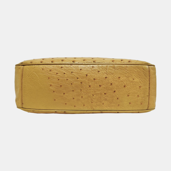 Ostrich Top Handle Bag Yellow