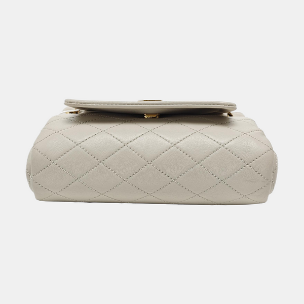 Quilted Lambskin Shoulder Bag White