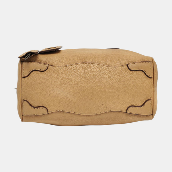 Authenticated pre-owned Bauletto Saffiano Calfskin Beige - Top Handle Bag at Looply