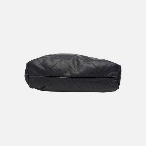 CHANEL 22 Large Quilted Grained Calfskin Blue