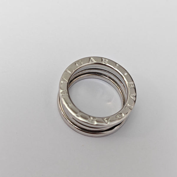 B.ZERO1 18k White Gold Silver Ring EU 53