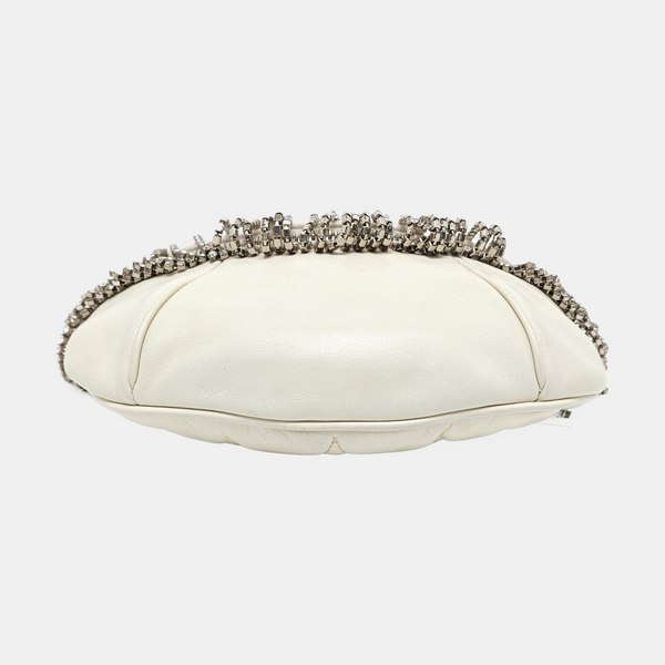Quilted Lambskin Shoulder Bag White